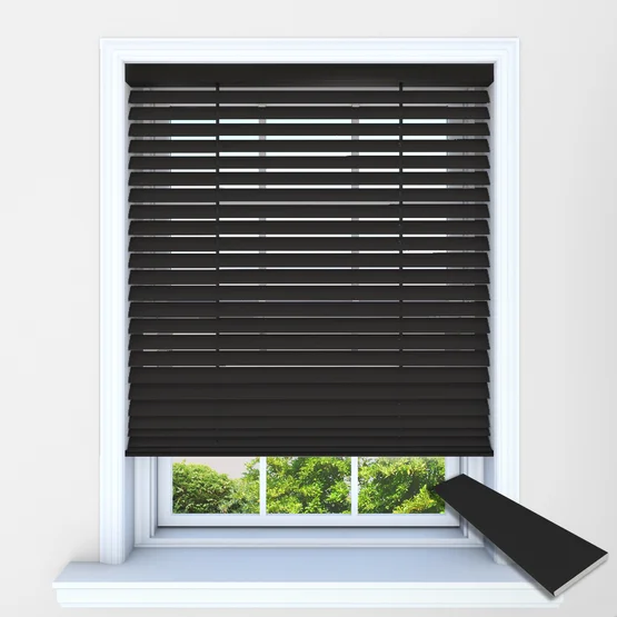 Carbon Electric Wooden Office Blinds - Ultimate Convenience and Modern Elegance